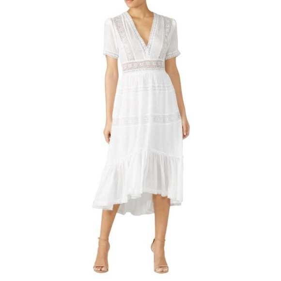 The Kooples Dresses & Skirts - The Kooples Lace Deep Dress V-Neck Midi Cotton White US 2